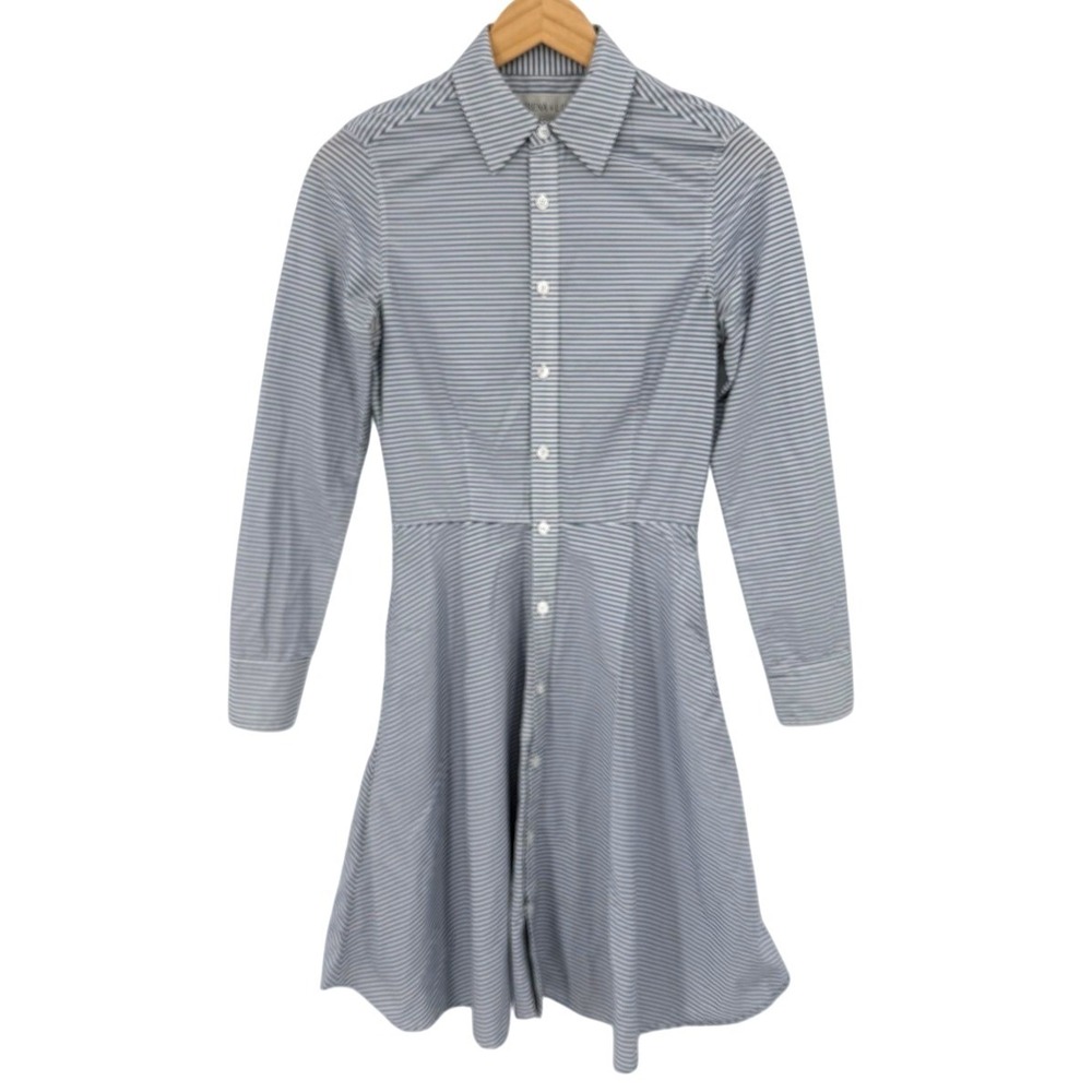 Serena & Lily Womens Size 0 Shirtdress Blue White Striped Long Sleeve Coastal
